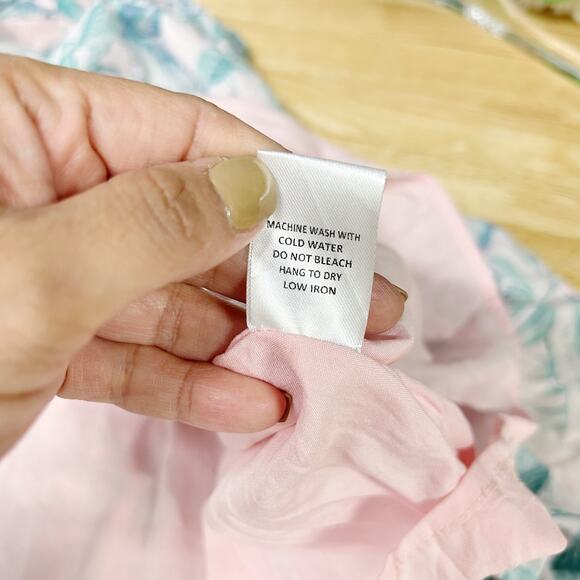 Olivaceous Womens Leaf Print V-Neck Tie Sleeve Pleated Fit & Flare Dress Large - Picture 5 of 10